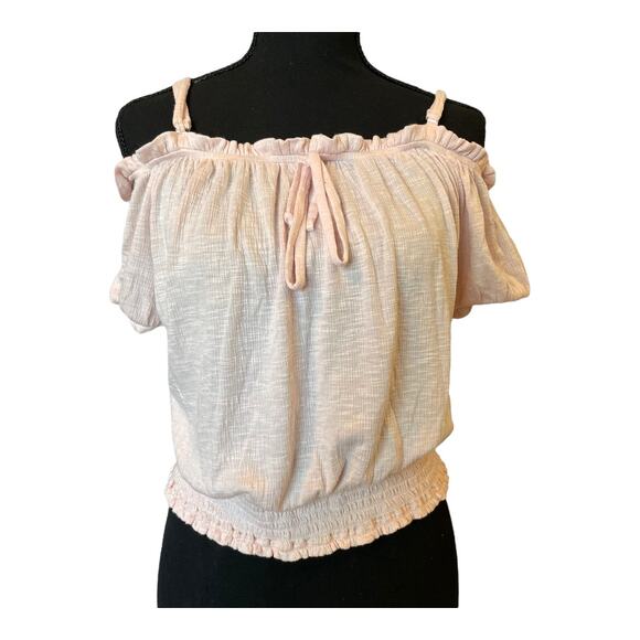3/$15 Women's BCX Rose Light Pink Off the Shoulder Blouse Medium - Picture 1 of 8